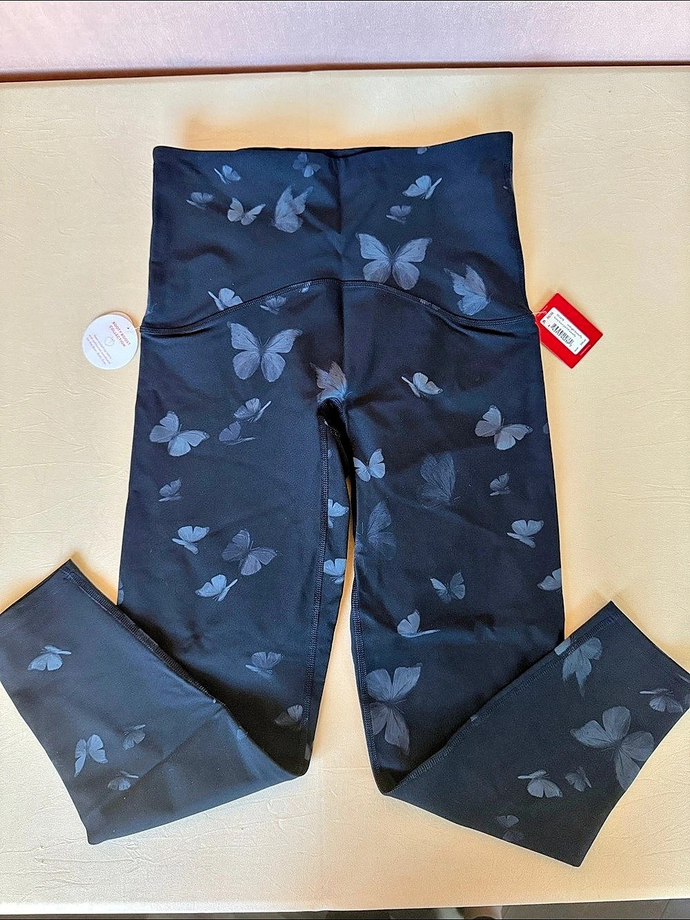 SPANX Booty Boost Collection Black Butterfly Leggings Medium NWT